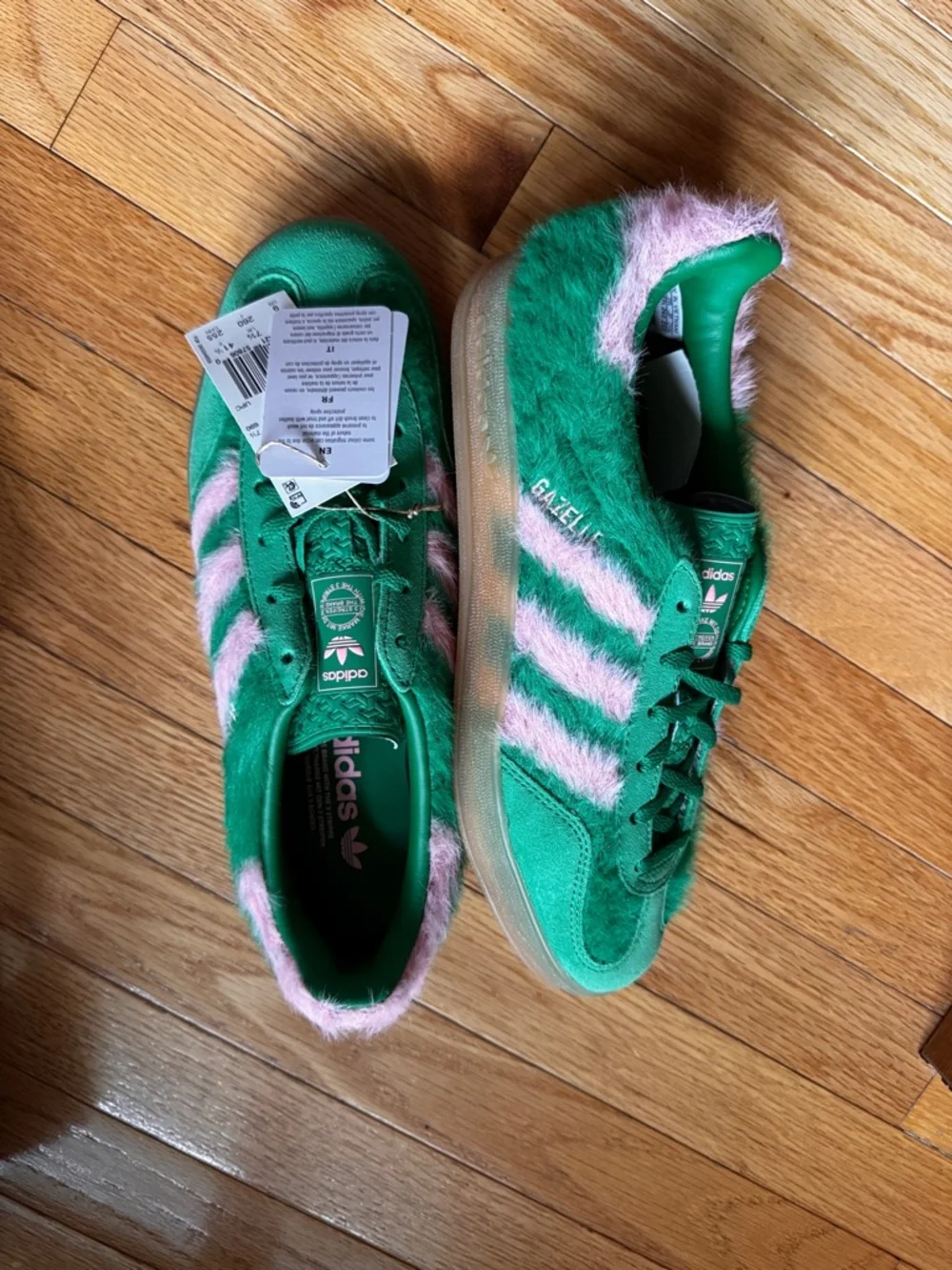 Adidas Gazelle Indoor- Green with Pink-Trim Sneakers - Picture 8 of 13